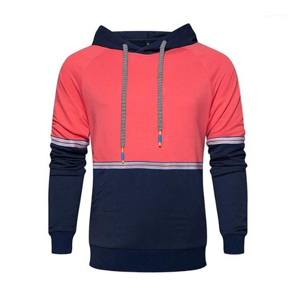 

contrast color panelled long sleeve hooded pullover new couples clothing casual mens designer hoodies casual, Black