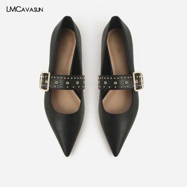 

lmcavasun новой весна 2020 заостренных плоских туфель мэри джейн обувь женской ивы женского flats, Black