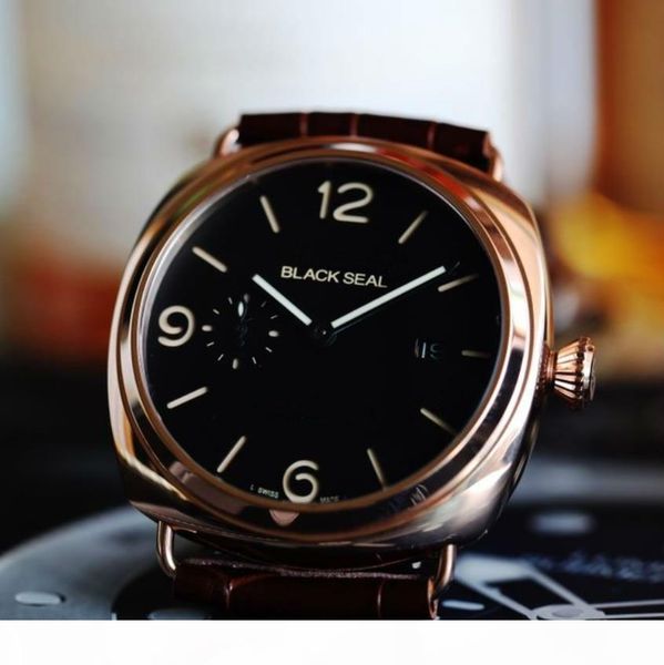 

pam leather watches black seal for man automatic pam 2 colors wristwatches 47mm, Slivery;brown