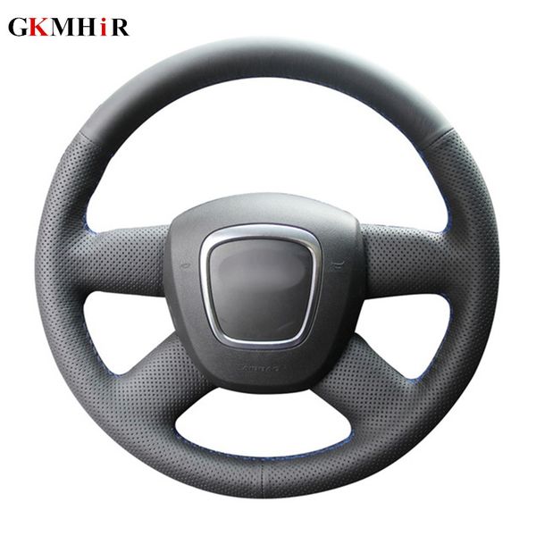 

diy black artificial leather car steering wheel cover for audi a3 2006-2013 a4 (b8) a6 (c6) 2005-2011 q5 2009-2012 q7