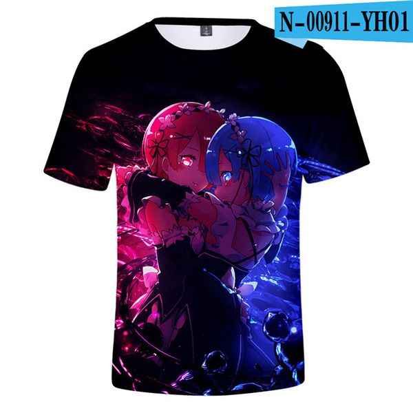 

re zero girls clothing rem and ram japanese anime 3d print shirts harajuku humor graphic men clothing