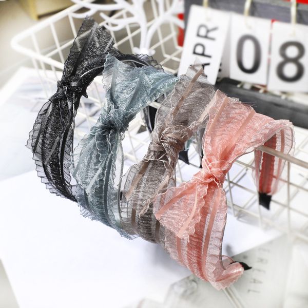 

2020 sweet girls hairband lace organza knot hair hoop bezel for hair headbands for women lady korean fashion accessories