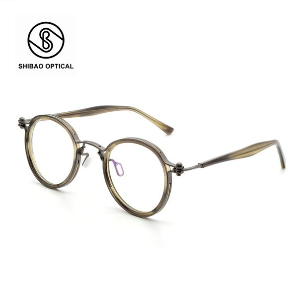 

japanese handmade mom xu zheng glasses designer classic round frame pure titanium myopia glasses frame tavat, Blue
