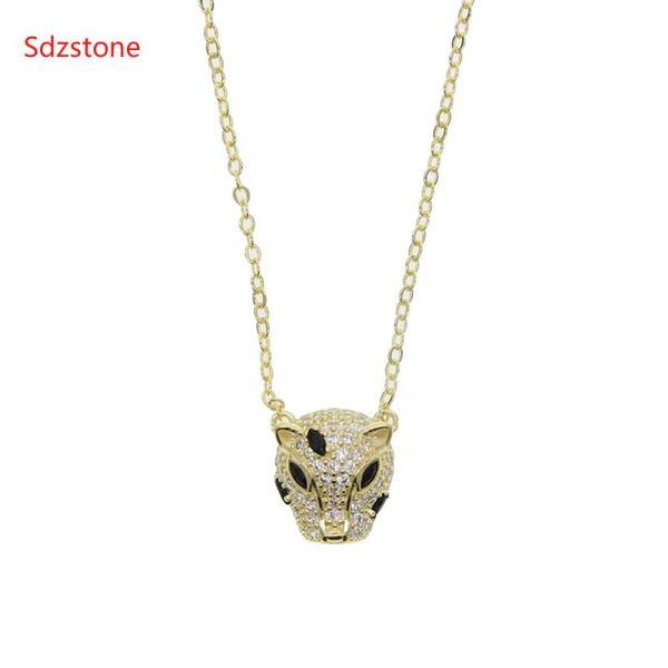 

lovely cute cool animal panther pendant jewelry full cz paved leopard gold color necklaces fashion jewelry, Silver