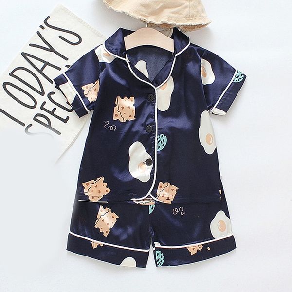 

2pcs spring silk pajamas suit for children long sleeve pants set kids baby clothing girls print sleepwear comfortable sfit, White;red