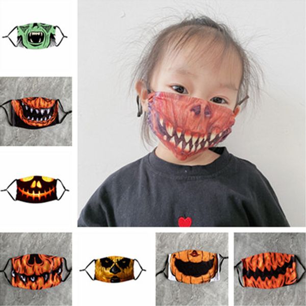

scary halloween face masks devil pumpkin cartoon fashion face mask kids adults reusable faceasks with pm2.5 filter washable masks e81103, Blue