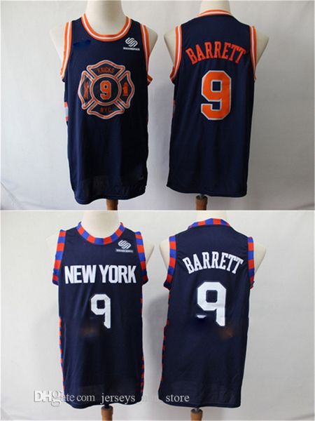 

men barrett vancouver new york knicks jersey 9 r.j. barrett city navy edition stitched swingman basketball jerseys, Black;red