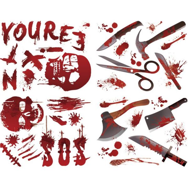 

4pcs halloween party wall sticker home decor living room removable pvc bat blood