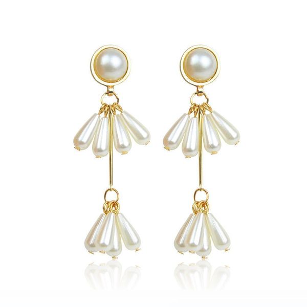 

new small fresh water drop pearl earrings earrings fashion simple sweet pearl long earrings female women jewelry, Golden;silver