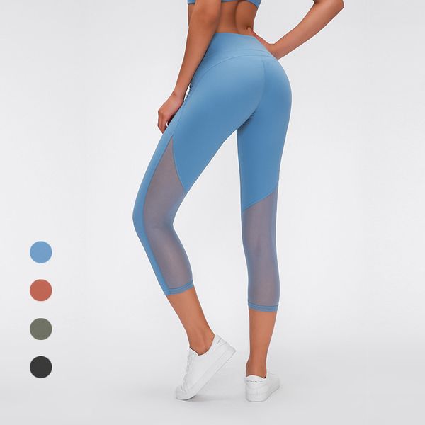 

anti-sweat high waist sport workout tight women plain soft nylon yoga athletic capri pants squatproof cropped tights, White;red