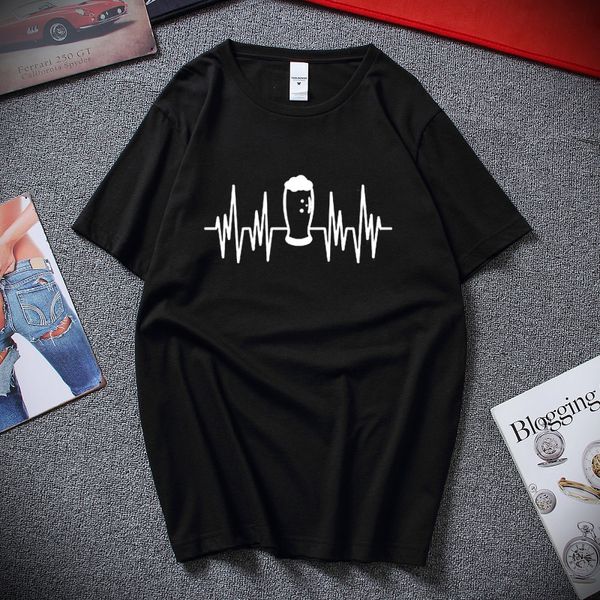 

beer heartbeat t-shirt cool men funny t shirt 2020 new summer fashion harajuku tshirt cotton short sleeves camisetas