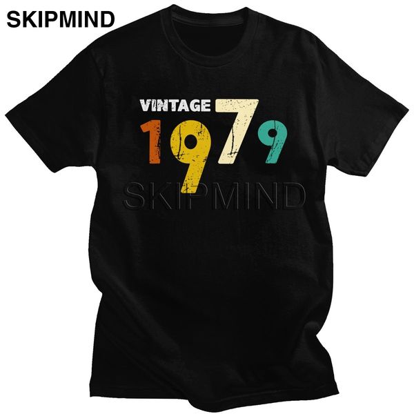 

vintage born in 1979 t shirt homme 100% cotton birthday 41 years old gift tee short sleeved novelty t-shirt clothes gift