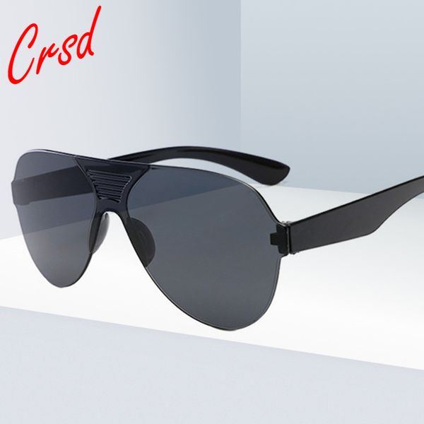 

sunglasses crsd 2021 fashion oversized frameless brand designer candy color eyewear goggles trend uv400 women men sun glasses, White;black