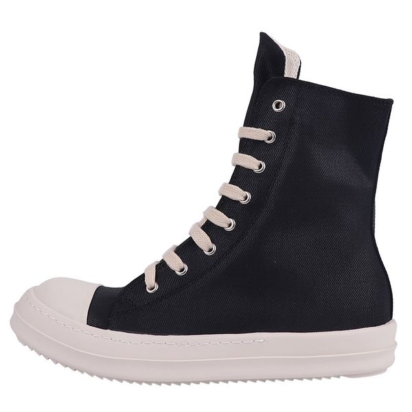 

high-men canvas trend with letter shoes heavy-bottomed creamy bottom male female fashion trainer sneakers boots, Black