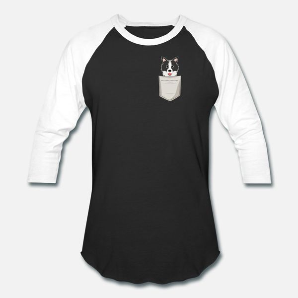 

бордер колли в кармане тенниски мужчин вязаной майки o шеи оригинал симпатичная смешной весна осень формальная рубашка