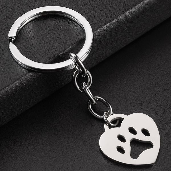 

10pcs stainless steel and heart keychain dog lover, Silver