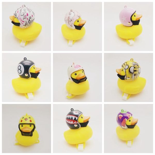 

1pcs cartoon yellow silica gel little duck shape bicycle bells shining mountain bike handlebar duck head light accessories vt0120