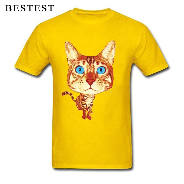 

bobblehead cat t-shirt print men's t shirt summer vibrant cartoon tshirt yellow hip hop tees oversized streetwear for male
