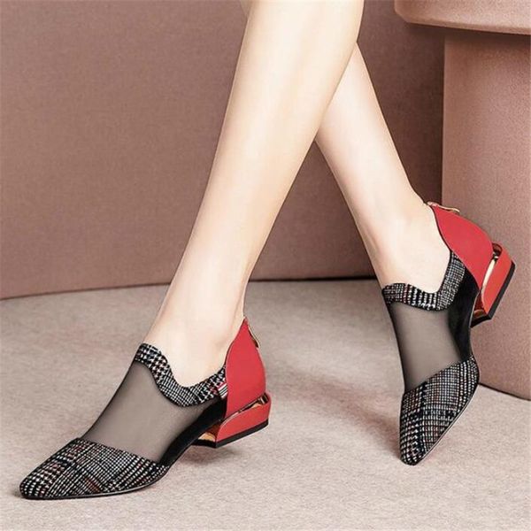 

summer new women's high heel mesh breathable shallow mouth zipper pointed high heel fashion women's dress sandals footwear, Black