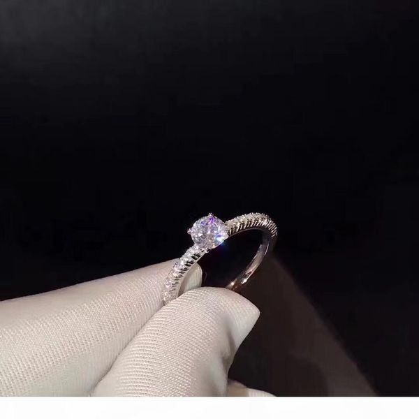 

s925 sterling silver cz diamond ring with logo and original box fit wedding ring engagement jewelry for women ps5440, Slivery;golden