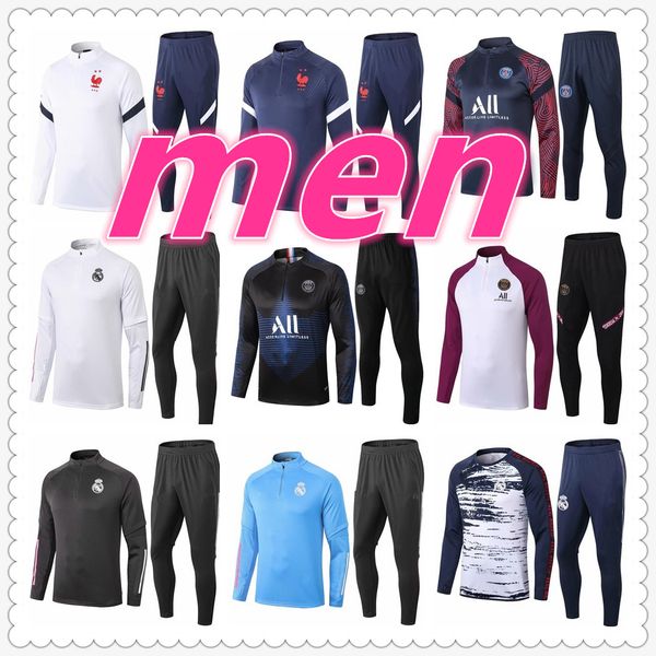 

real madrid jerseys real madrid tracksuit real madrid jacket 2020 2021 men soccer tracksuit football training suit jogging, Black