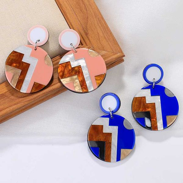 

aensoa fashion korean acrylic round drop statement earrings for women vintage geometry dangle hanging earing 2020 jewelry female, Silver