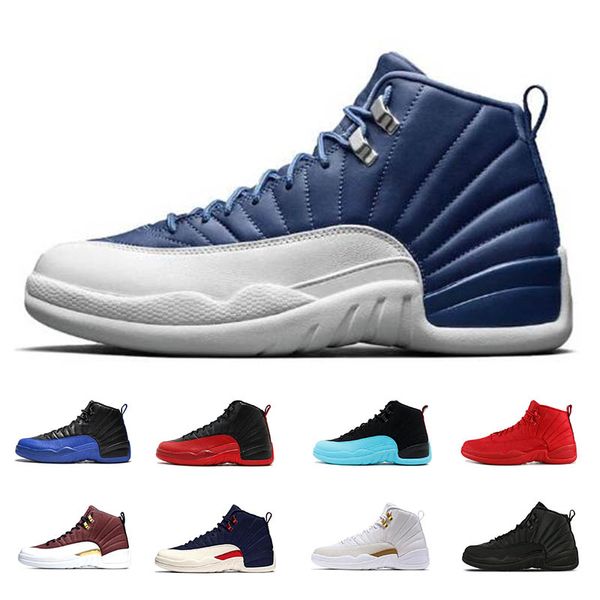 

university gold dark concord indigo blue 12 12s men basketball shoes white black college navy bulls game ball playoff sports sneakers