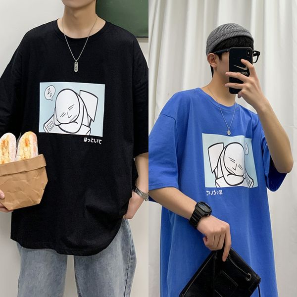 

half men's korean style oversize half-sleeve loose fashion t-shirt t-shirt brand ins couple short sleeve sports table summer 44qox, Blue