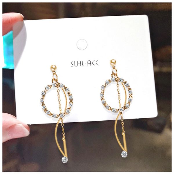 

new gold metal tassel earrings for women long circle pendant earings fashion jewelry statement geometric, Silver