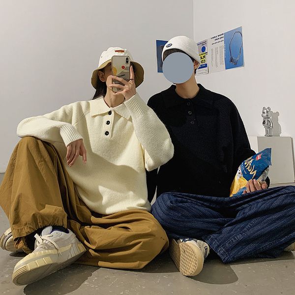 

men's sweaters 2021 winter couple autumn casual pullovers fashion korean streetwear classic woman clothing, White;black