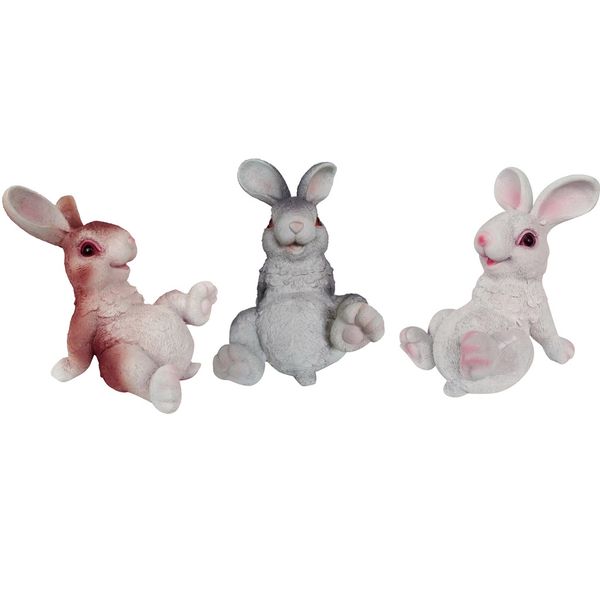 

3pcs small resin sitting rabbit bunny figurine statue outdoor lawn decor