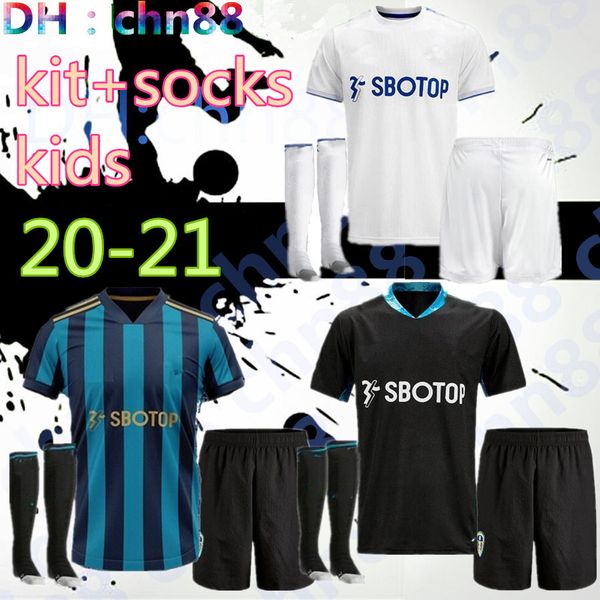 

20 21 leeds soccer jersey united 100th anniversary leeds 2020 2021 costa alioski phillips bamford kids kits + socks football shirt sets, Black