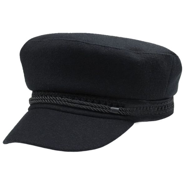 

outdoor sport hat women men winter hats octagonal cap wool button cycling caps sun visor hat, Black