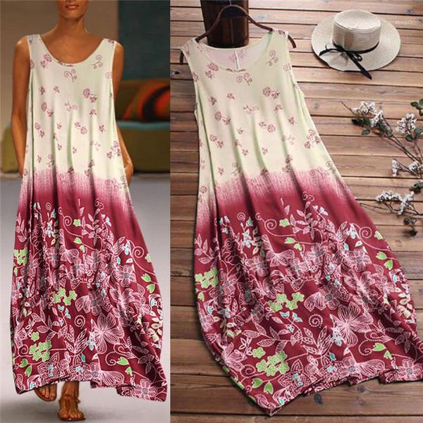 

floral printed chiffon dress sleeveless crew neck casual female clothing summer ladies clothing womens designer, Black;gray