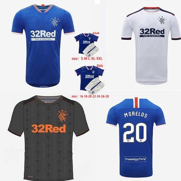 

20 21 glasgow rangers soccer jersey 2020 glasgow rangers home blue morelos dorrans soccer shirts tavernier davis kent away football uniform, Black;yellow