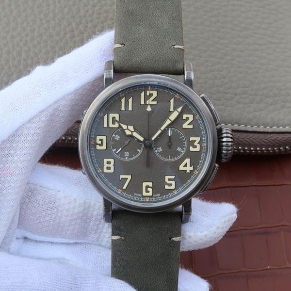 

мужчины pilot хронограф серии 45mm цифровые весы бронзовый case vk кварцевый хронограф кожаный ремешок сапфировое мужчины дизайнер часы wt1x, Slivery;brown