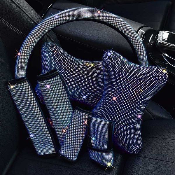 

luxury rhinestones crystal car seat belt cover pad steering wheel cover neck pillow auto interior accessories