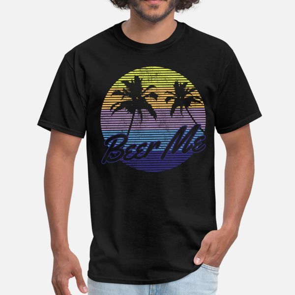 

beer me vintage retro palm trees beach summer t shirt men knitted short sleeve s-xxxl standard fitness fashion summer style leisure shirt