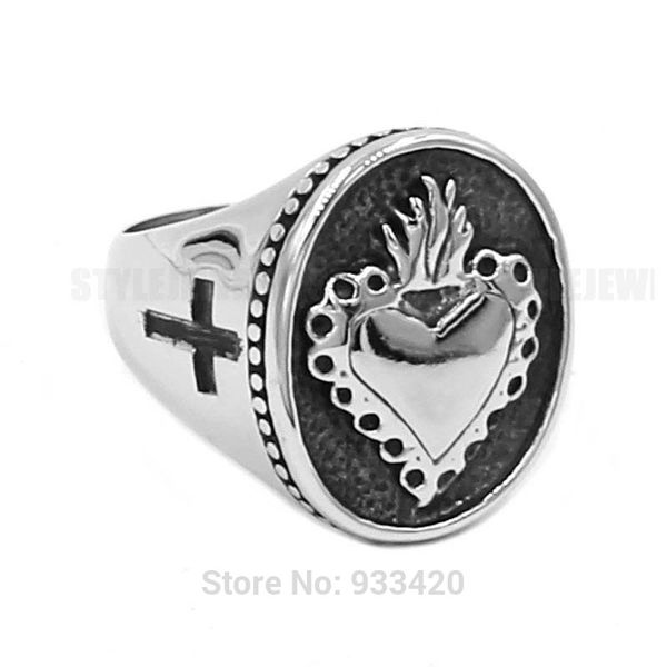 

cluster rings fashion crown heart ring stainless steel jewelry silver color cross motor biker mens women wholesale swr0706b, Golden;silver
