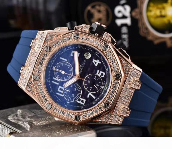 

colors mens fashion watch royal oak luxury designer diamond iced out watches stainless steel bling quartz ap movement party wristwatch sd02, Black;brown