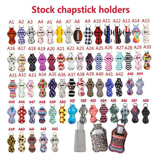 

dhl ship 100pcs pattern printing chapstick holder keychain girl chapstick lipstick keychain for party favors valentines gift fy4262