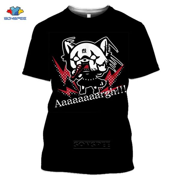 

punk death metal aggretsuko summer homme oversize cartoon game 3d print shirts graphic humor anime men clothing