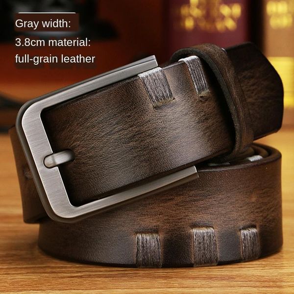 

vgxoue leather leather men s handmade cowhide casual pin belt pin buckle belt men s young and middle-aged01, Black;brown