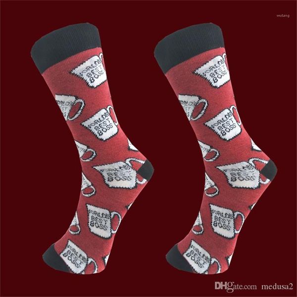 

designer socks coffee cup pattern casual personal lovely mid stockings fashion couple socks letter printed mens, Black
