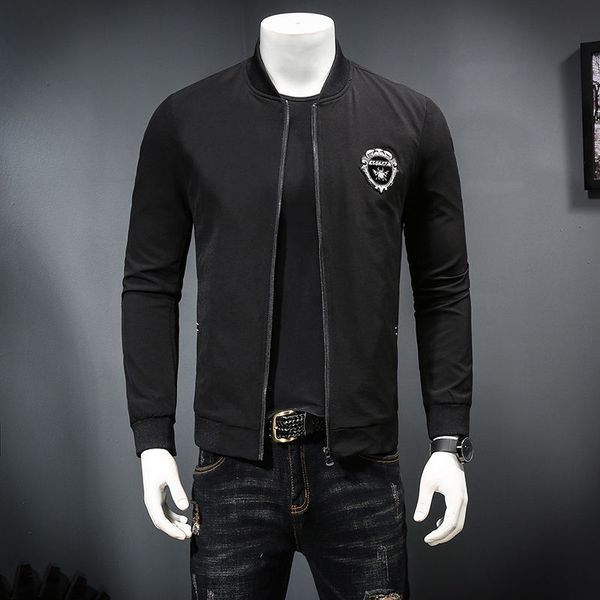 

2020 новый мужчины осень роскошь цветочные куртки горячие корейской slim fit мужские черные пальто ветровка досуг моды страх бога героя жаке, Black;brown