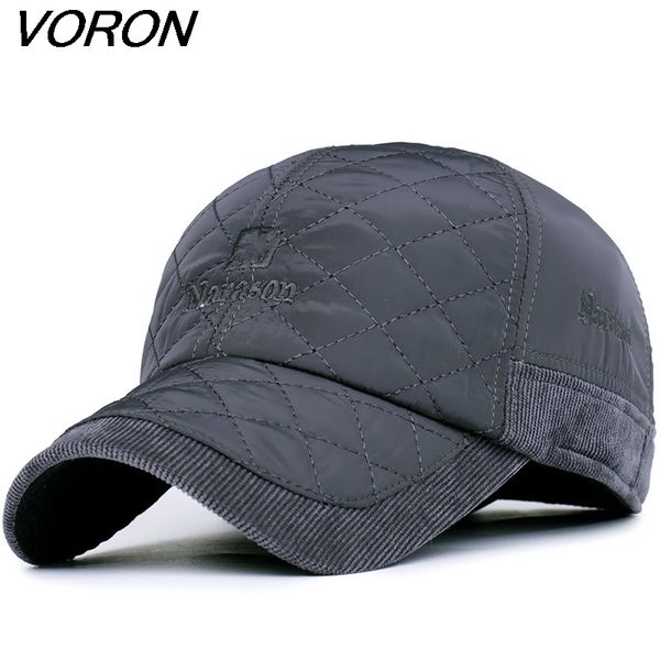 

ball caps voron 2021 warm winter baseball cap men brand snapback black solid bone mens hats ear flaps, Blue;gray