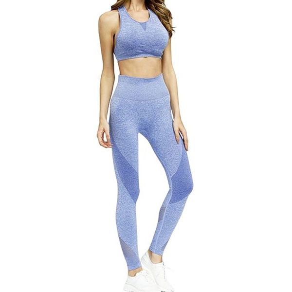 

salspor seamless sets women workout vest slim suit high waist fitness leggings female buttocks push up sets mesh pants feminine, Gray