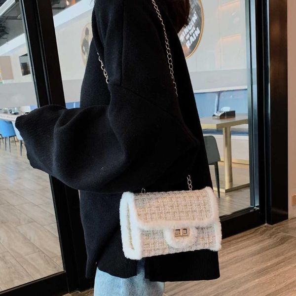 

luxury women bags plush wool crossbody messenger bag chain single shoulder small square handbags phone purse torebka damska #t5p