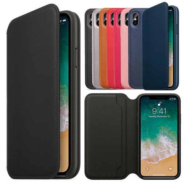 

cgjxsoriginal official leather folio wallet case for iphone xs max x card slot auto sleep function smart with logo retail package