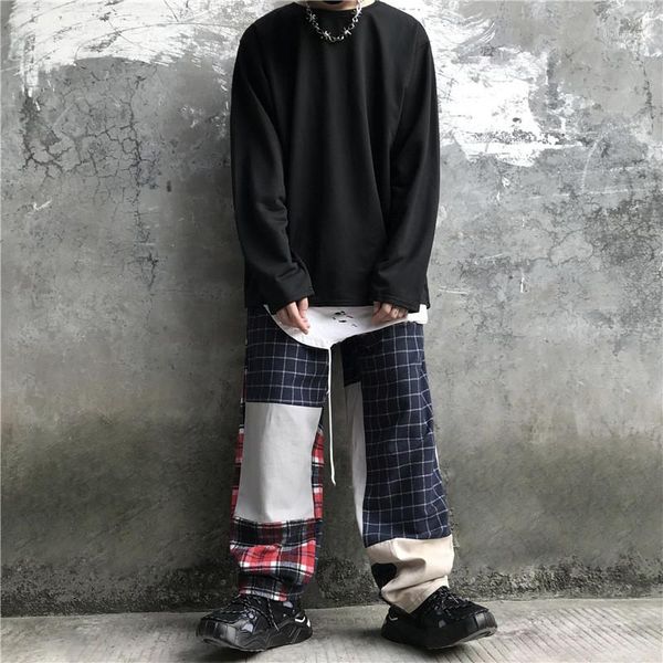 

solid color street style oversize long sleeved crew neck t shirts mens fashion tees mens designer t shirts autumn casual, White;black